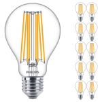 Multipack 10x Philips Corepro LED Bulb E27 Pear Clear 17W 2452lm - 827 Extra Warm White | Replaces 150W