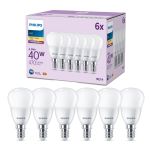 Multipack 6x Philips Bulb LED E14 Pear Frosted 5W 470lm - 827 Extra Warm White