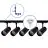 Bright Choice Complete Set 1-Phase Rail L 1 x 1,5 Meter Black | incl. 5x Spot + GU10 2700K 3W Dimmable + End Cap, Power Connector and L -Connector
