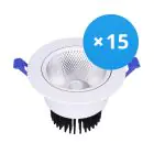 Multipack 15x LED Downlight Round Tiltable 15W 1200lm 60D - 930 Warm White | 135mm - Cutout 110mm - UGR 